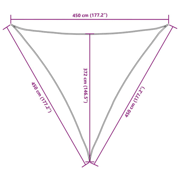 vidaXL Sun Shade Sail Oxford Fabric Triangular 4.5x4.5x4.5 m Yellow