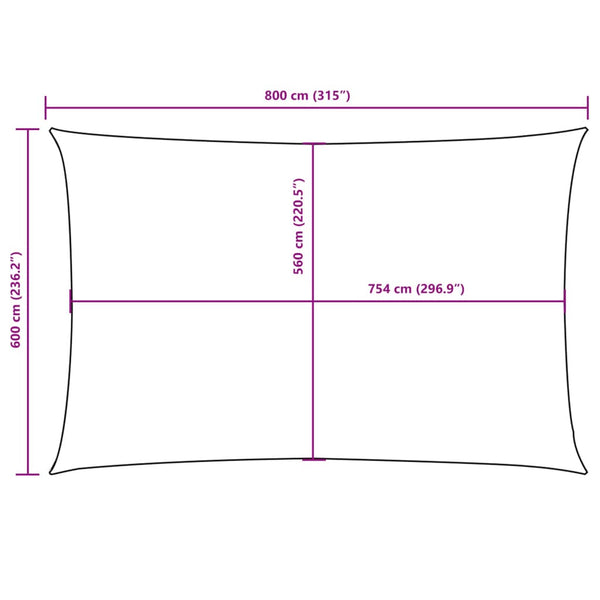 vidaXL Sun Shade Sail Oxford Fabric Rectangular 6x8 m Red