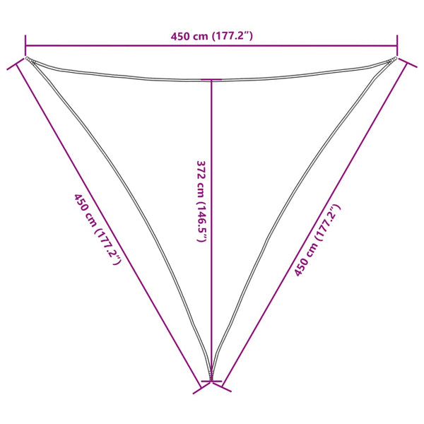 vidaXL Sun Shade Sail Oxford Fabric Triangular 4.5x4.5x4.5 m Orange