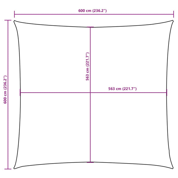 vidaXL Oxford Fabric Sun Shade Sail Square 6x6 m Black