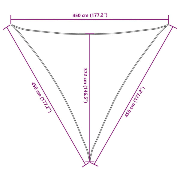 vidaXL Sun Shade Sail Oxford Fabric Triangular 4.5x4.5x4.5 m Brown
