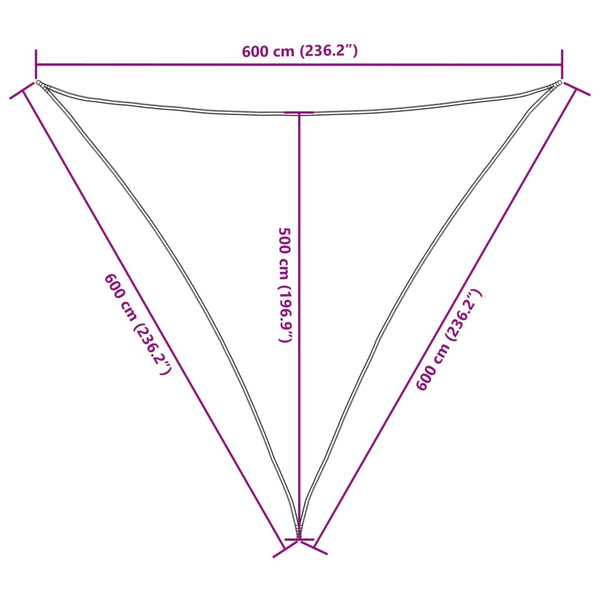 vidaXL Sun Shade Sail Oxford Fabric Triangular 6x6x6 m Brown