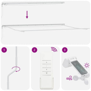 vidaXL Awning Frame with LED Strips White 600 x 300 cm Aluminum