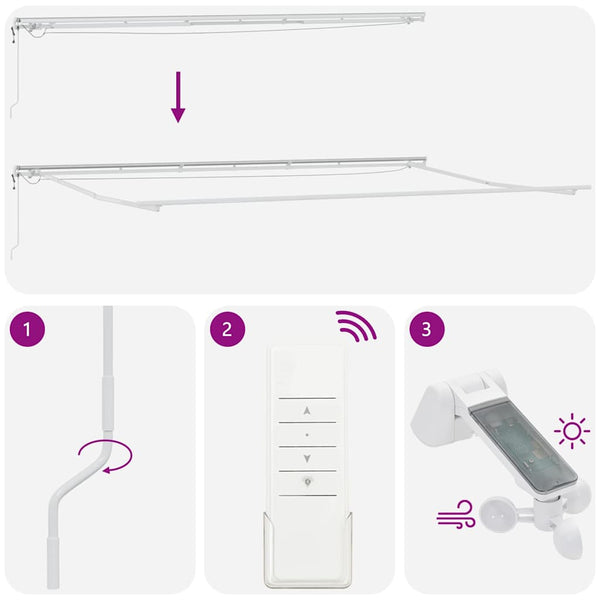 vidaXL Awning Frame with LED Strips White 600 x 300 cm Aluminum