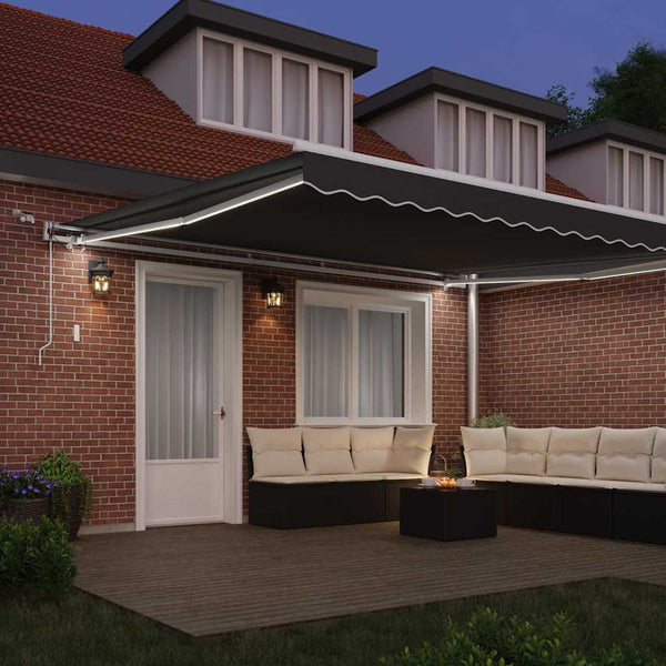 vidaXL Awning Frame with LED Light Strips White 400 x 350 cm Aluminum