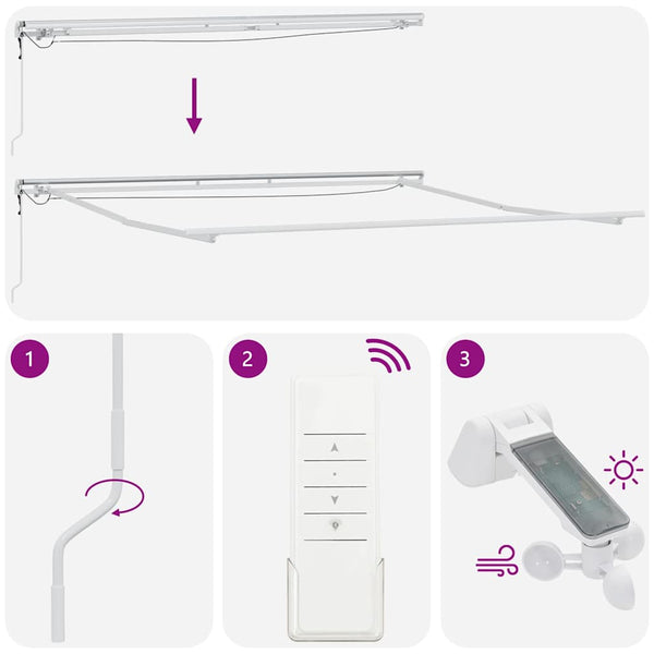 vidaXL Awning Frame with LED Light Strips White 400 x 350 cm Aluminum