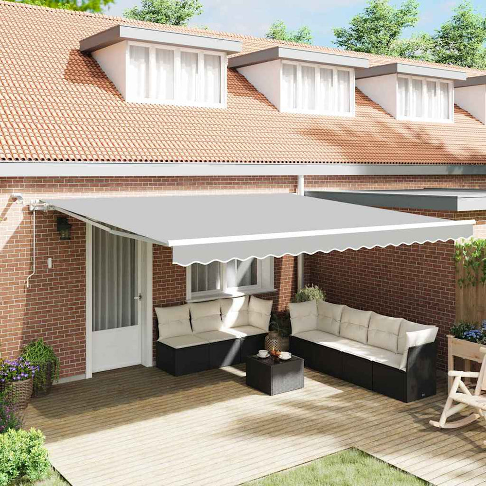 vidaXL Awning Frame with LED Light Strips White 500 x 350 cm Aluminum