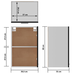 vidaXL Wall Cabinet Lyon Black 39.5x31x60 cm Engineered Wood
