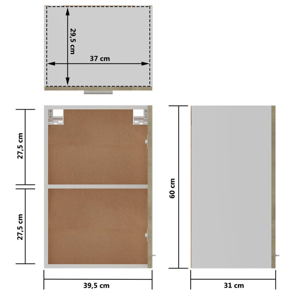 vidaXL Wall Cabinet Lyon Sonoma Oak 39.5x31x60 cm Engineered Wood