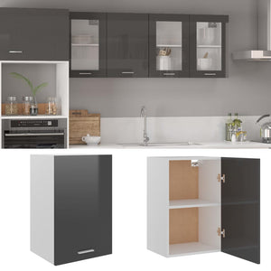 vidaXL Wall Cabinet High Gloss Grey 39.5x31x60 cm Engineered Wood