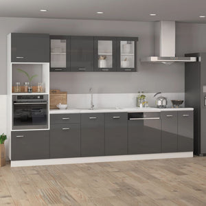 vidaXL Wall Cabinet High Gloss Grey 39.5x31x60 cm Engineered Wood