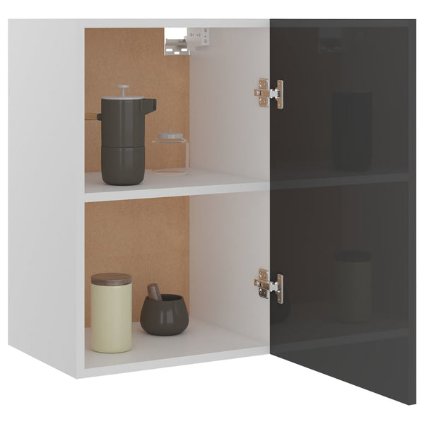 vidaXL Wall Cabinet High Gloss Grey 39.5x31x60 cm Engineered Wood