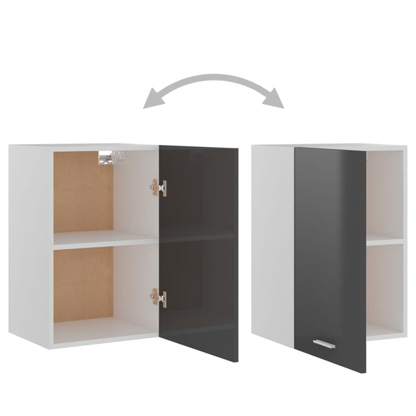 vidaXL Wall Cabinet High Gloss Grey 39.5x31x60 cm Engineered Wood