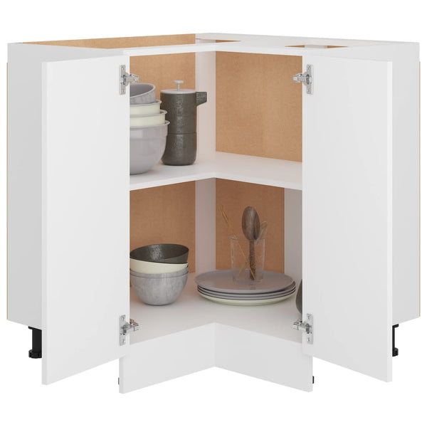vidaXL Corner Base Cabinet Lyon White 75.5x75.5x81.5 cm Engineered Wood