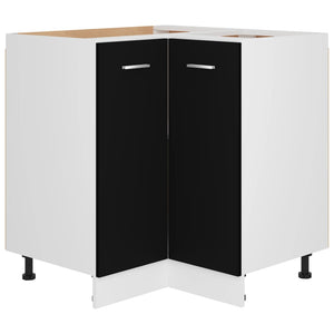 vidaXL Corner Base Cabinet Lyon Black 75.5x75.5x81.5 cm Engineered Wood