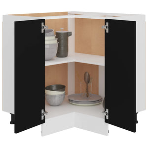 vidaXL Corner Base Cabinet Lyon Black 75.5x75.5x81.5 cm Engineered Wood