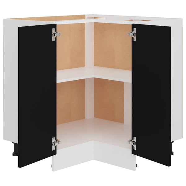 vidaXL Corner Base Cabinet Lyon Black 75.5x75.5x81.5 cm Engineered Wood