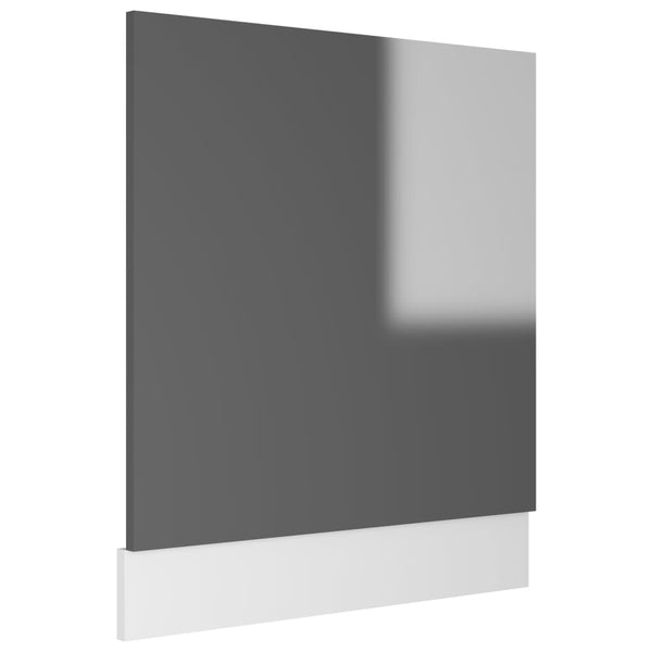 vidaXL Dishwasher Front Panel High Gloss Grey 59.5x3x67 cm Engineered Wood