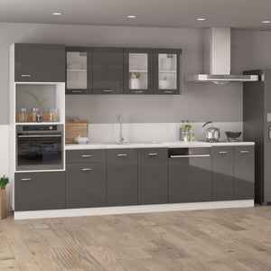 vidaXL Dishwasher Front Panel High Gloss Grey 59.5x3x67 cm Engineered Wood