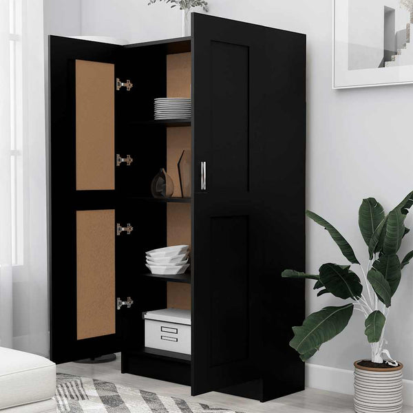Schwarzes Bücherregal, 150 cm hoch