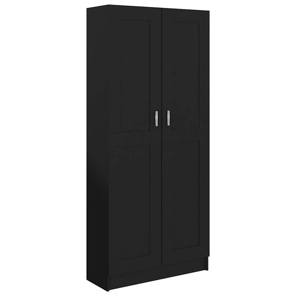 Schwarzes Bücherregal mit Türen, 82,5 cm