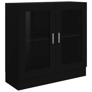Schwarzer Vitrinenschrank mit Fächern