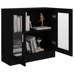 Schwarzer Vitrinenschrank mit Fächern