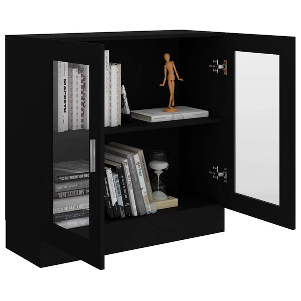Schwarzer Vitrinenschrank mit Fächern