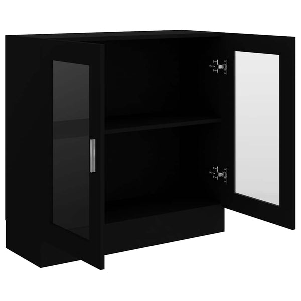 Schwarzer Vitrinenschrank mit Fächern
