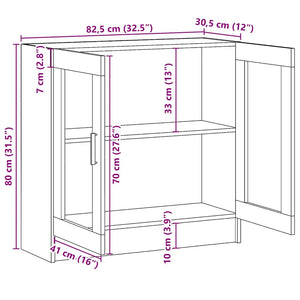 Schwarzer Vitrinenschrank mit Fächern