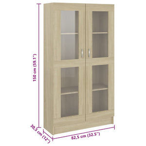 Sonoma Eiche Vitrinenschrank 82,5x30,5x150cm