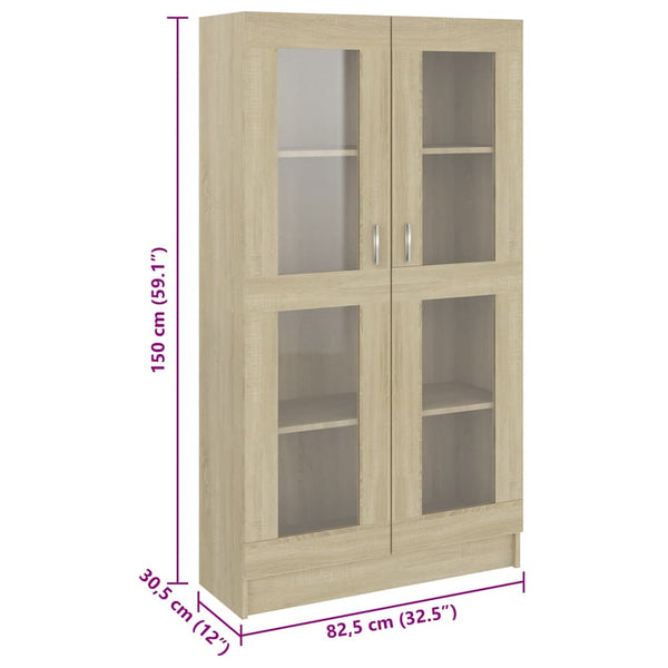 Sonoma Eiche Vitrinenschrank 82,5x30,5x150cm