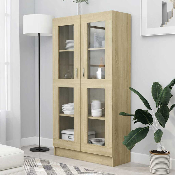 Sonoma Eiche Vitrinenschrank 82,5x30,5x150cm
