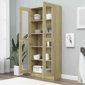Sonoma Eiche Vitrinenschrank, 185 cm hoch