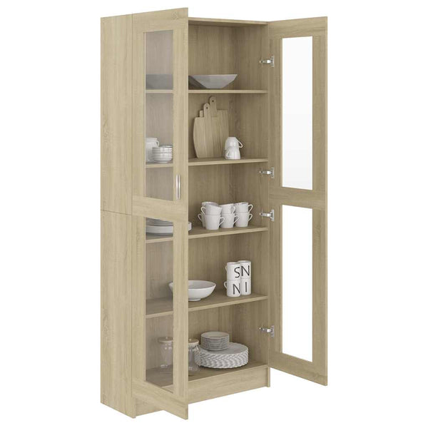 Sonoma Eiche Vitrinenschrank, 185 cm hoch