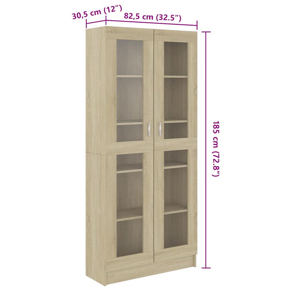 Sonoma Eiche Vitrinenschrank, 185 cm hoch