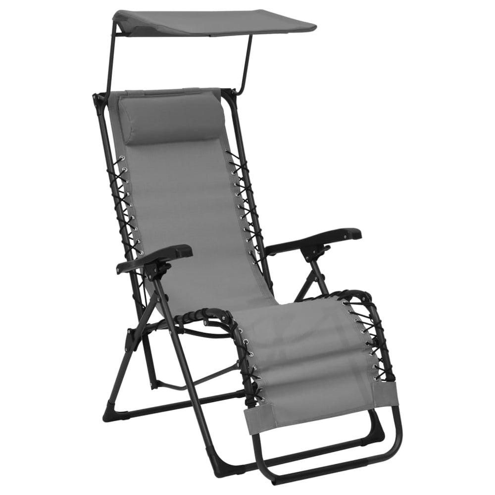 vidaXL Folding Sun Lounger Textilene Grey