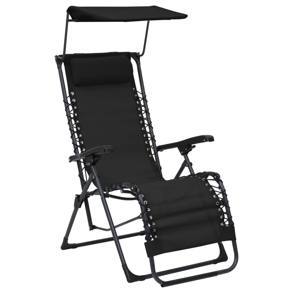 vidaXL Folding Sun Lounger Textilene Black