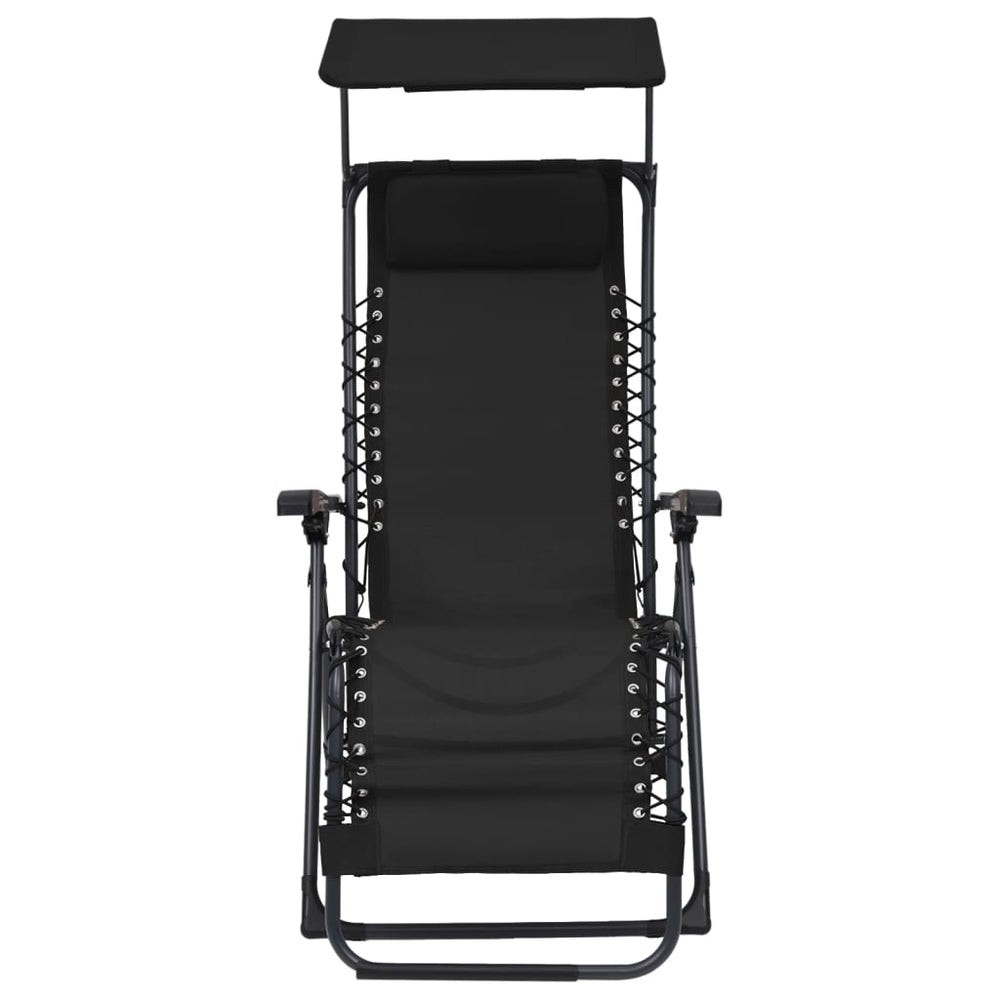 vidaXL Folding Sun Lounger Textilene Black