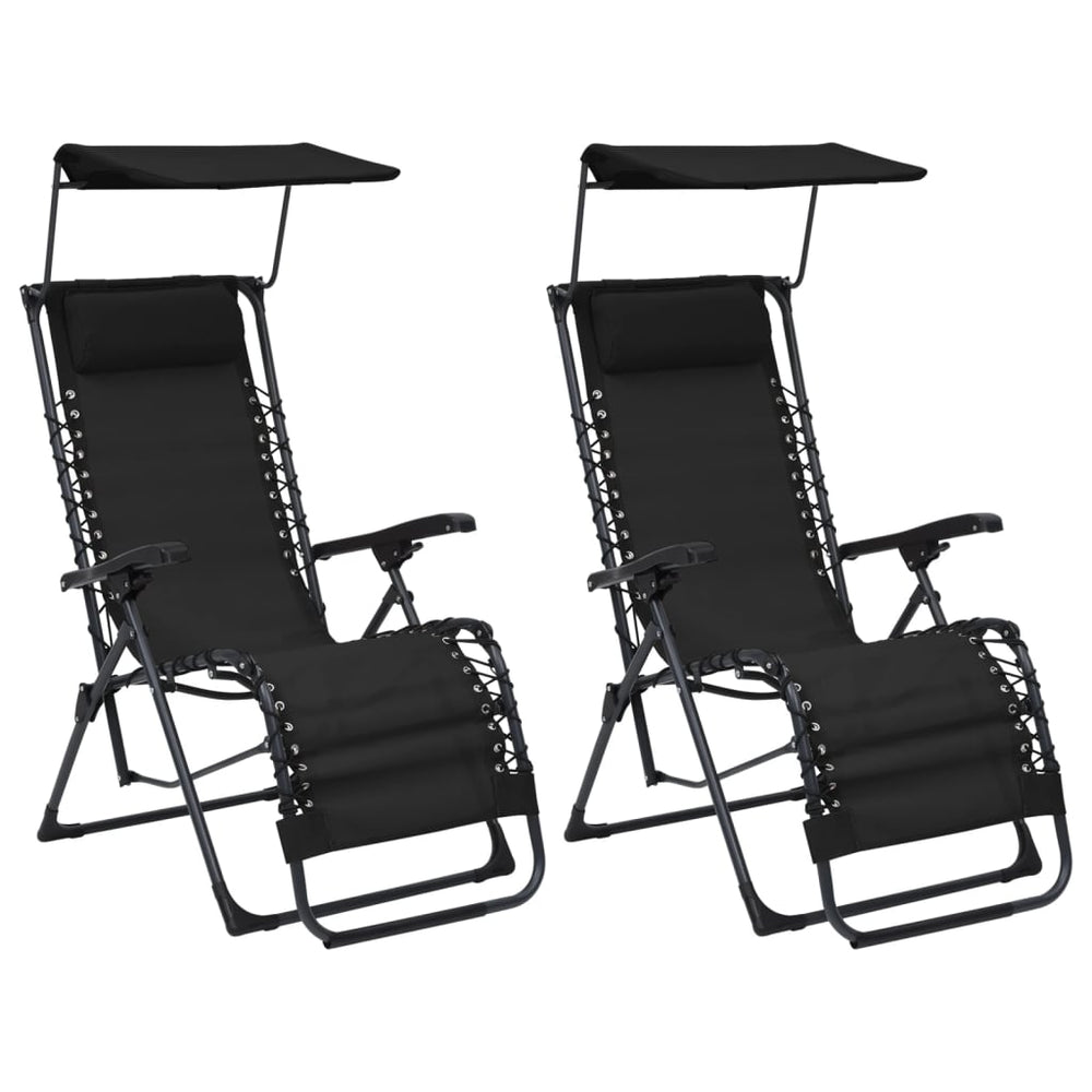 vidaXL Foldable Sun Loungers 2 pcs. Textilene Black