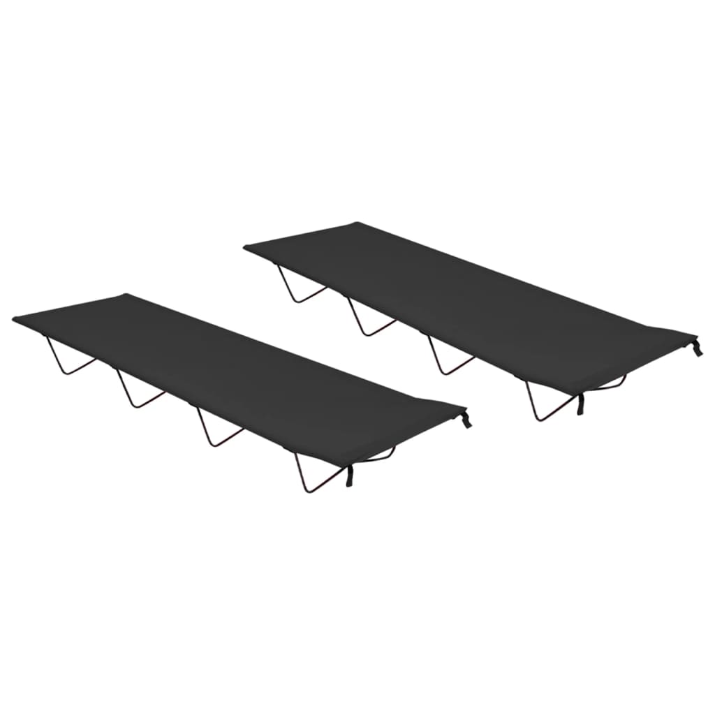vidaXL Camping Beds 2 pcs. 180x60x19 cm Oxford Fabric Steel Black