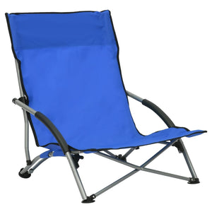 vidaXL Foldable Beach Chairs 2 pcs Blue Fabric