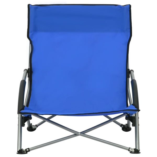 vidaXL Foldable Beach Chairs 2 pcs Blue Fabric