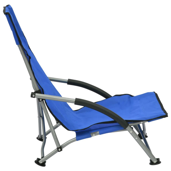 vidaXL Foldable Beach Chairs 2 pcs Blue Fabric