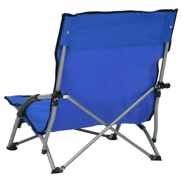 vidaXL Foldable Beach Chairs 2 pcs Blue Fabric