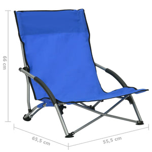 vidaXL Foldable Beach Chairs 2 pcs Blue Fabric