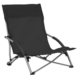 vidaXL Foldable Beach Chairs 2 pcs Black Fabric