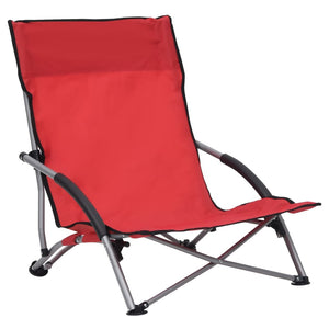 vidaXL Foldable Beach Chairs 2 pcs Red Fabric