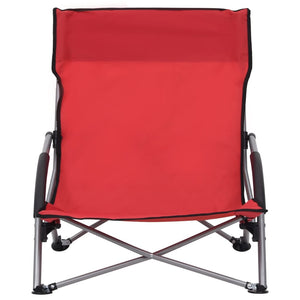 vidaXL Foldable Beach Chairs 2 pcs Red Fabric