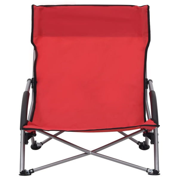 vidaXL Foldable Beach Chairs 2 pcs Red Fabric